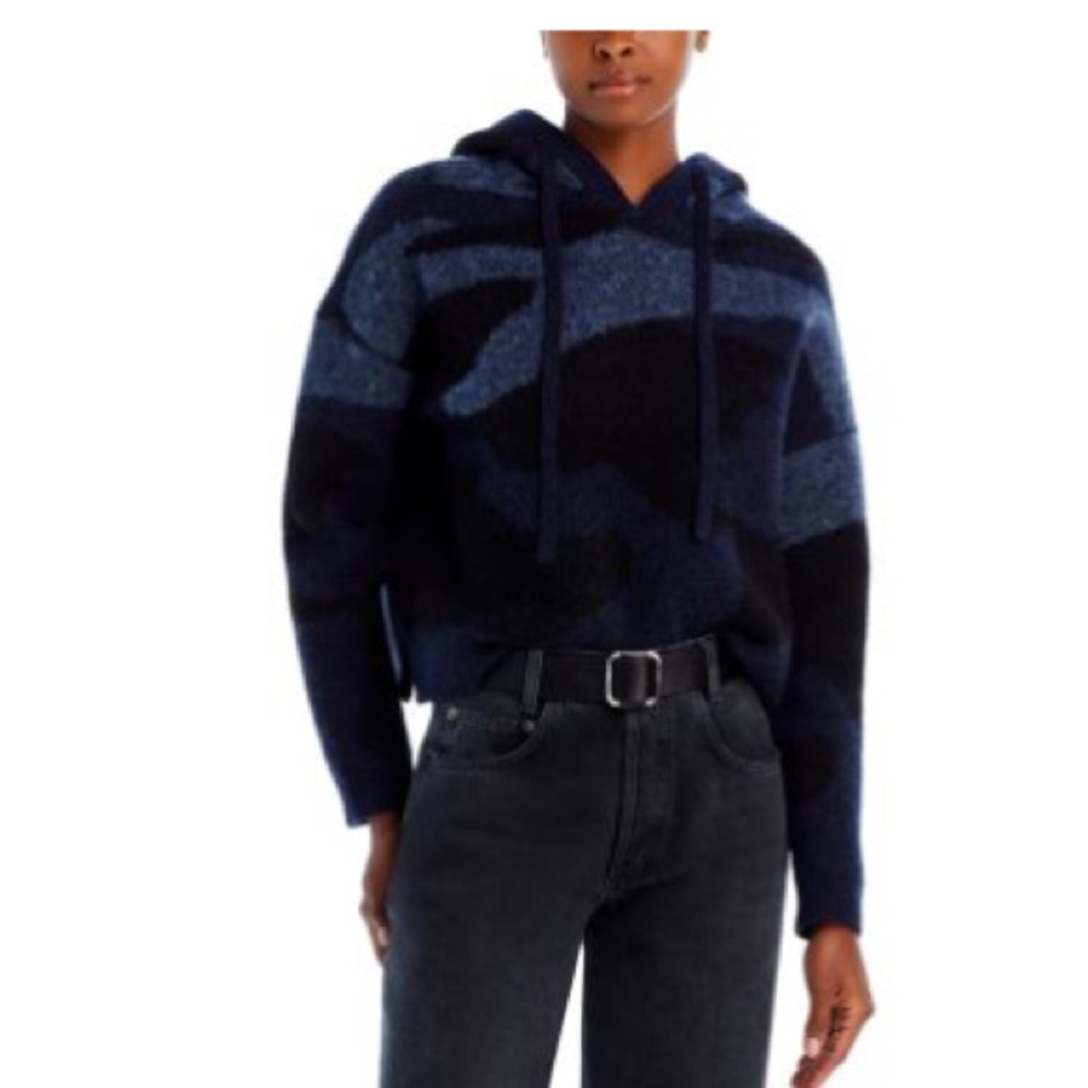Blue and Black Camouflage Sweater Hoodie